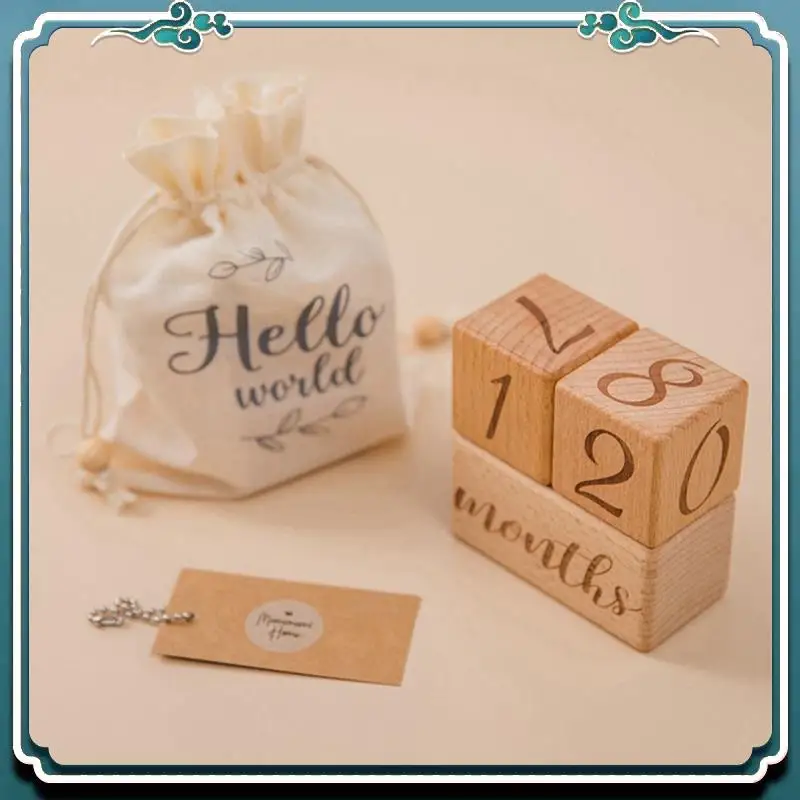 3 Piece Baby Monthly Record Growth Milestone Block Infant Birth Gift Souvenir Wooden Baby Photography Props Photo Milestone