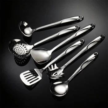 High Value 304 Stainless Steel Cooking Tools Set Spatula Shovel Colander Utensils for Kitchen Ladles Spoon Public Restaurant