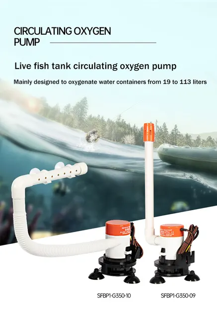 SEAFLO 10 Series Portable Livewell Aerator Kit - 12V, 350 GPH Bait Pump With Hose & Tube, Turns Any Cooler Into A Livewell