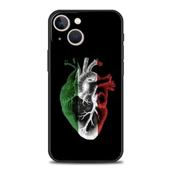 Italian Flag Luxury Silicone Phone Case - Black Protective Cover for iPhone 12 (A1)