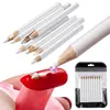 100pcs 8.5cm Wood Nail Art Wax Pencil Rhinestones Gem Picker pen Crystal Dotting Tools Manicure Decorations White NAB061 3