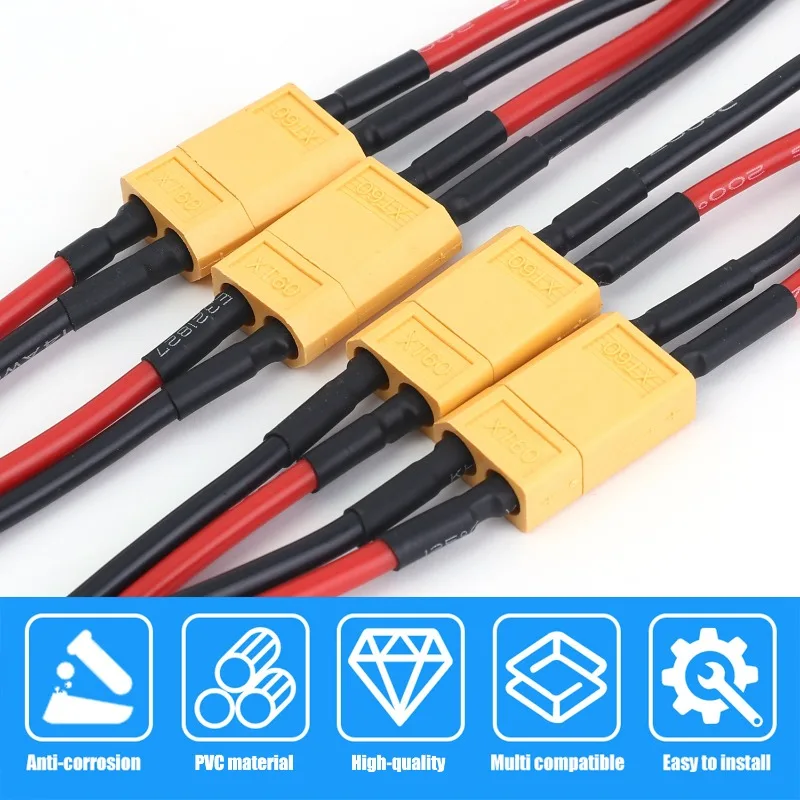 For XT60 Parallel Battery Connector Male/Female Cable Dual Extension Y Splitter/ 3-Way 14AWG Silicone Wire for RC Battery Motor