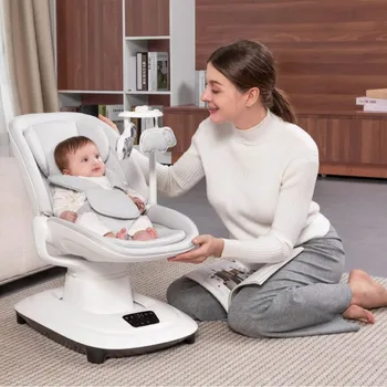 Sedia elettrica lenitiva per bambini Sedia a dondolo di lusso per bambini collegabile all'APP 360 °   Sedia a dondolo girevole per bambini con schienale regolabile