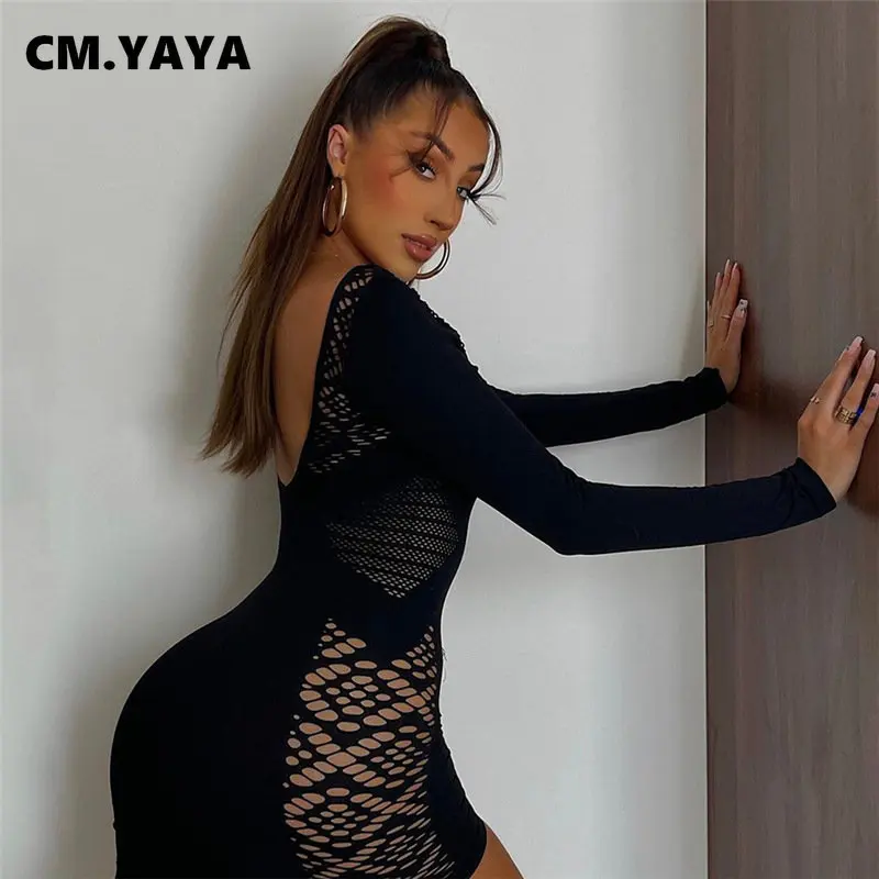 CM.YAYA Sexy Women 2 Piece Outfits Set Turtleneck Neck Cut Out with Bra  Bodycon Midi Mini Dress Night Party Matching Set