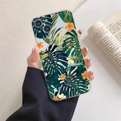 Floral Palm Leaf Painted Soft Silicone Phone Case - Ultra Clear and Durable Design - 7 plus or 8 plus (Clear ZTY2 6)