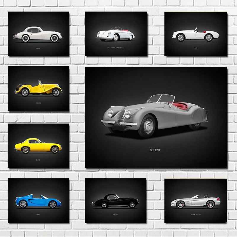

Newly Retro Blackboard Car Poster Nordic Classic Cars Wall Art Home Decoration Aesthetic Kawaii Room Decor Canvas Boyfriend Gift
