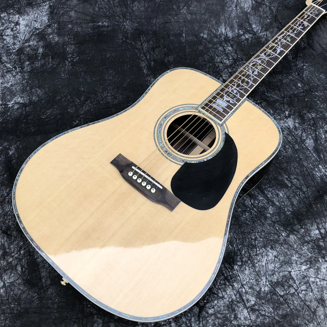 

41 Inches Solid Spruce Top D Type Acoustic Guitar Pearl Tree of Life Inlays Rosewood Back and sides Guitarra