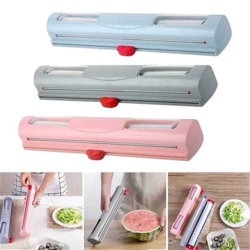 

Plastic Film Cutter Cling Film Cutter Dispenser Refrigerator Magnetic Suction Universal Cutting Box Refillable Wrap Dispenser