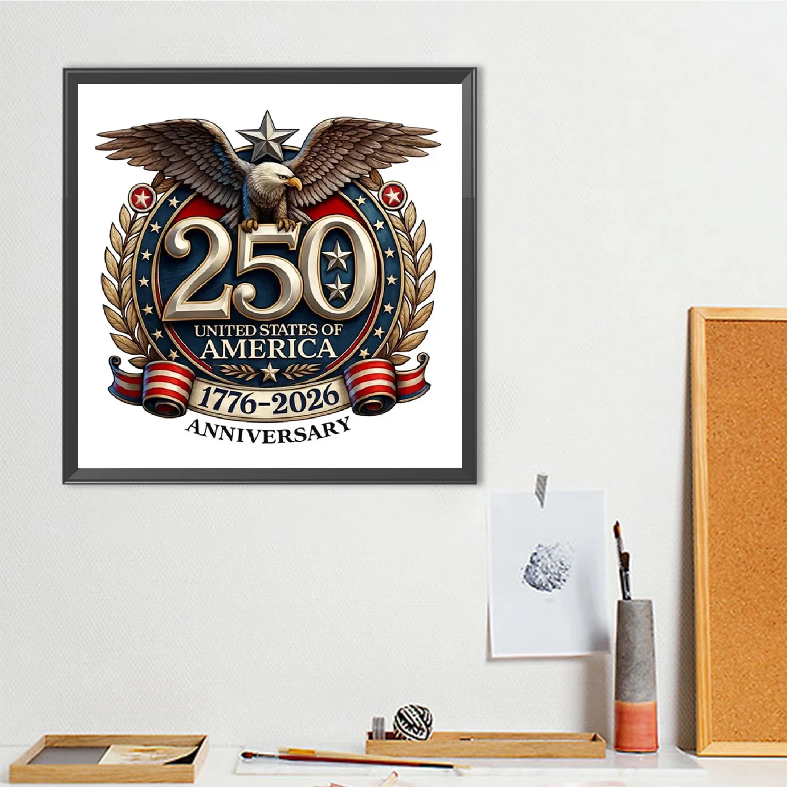 미국 250주년 기념 풀 DIY 5D 라운드 드릴 크리스탈 아트 페인트 바이 다이아몬드 성인용 초보자 홈 벽 장식 선물 40*40cm