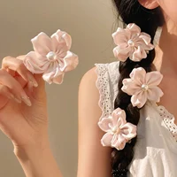 1/2/5/10pcs Flower Hair Clip Sweet Gauze Sakura Hairpin For Women Girls Gentle Pink Hair Clip Korean Style Hair Accessories 8cm