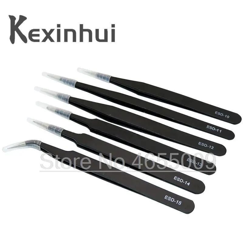 1.5mm Industrial Tweezers Kit Anti Static Stainless Steel Tweezer Set