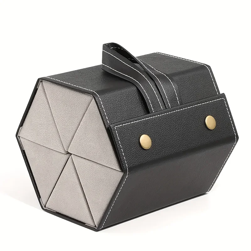 1pc 5-Slot Glasses Storage Box,Foldable Portable Organizer with Soft Cushioned Compartments,Durable Synthetic Faux Leather