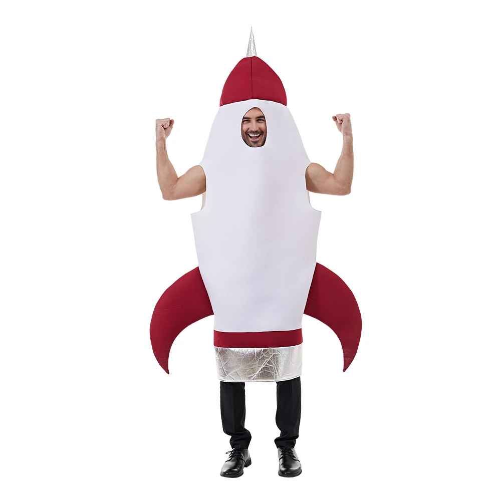 

Reneecho Halloween Adult Costume Funny Rocket Cosplay Outfit Unisex Sponge Jumpsuit Carnival Party Game NPC Stage Fancy Dress