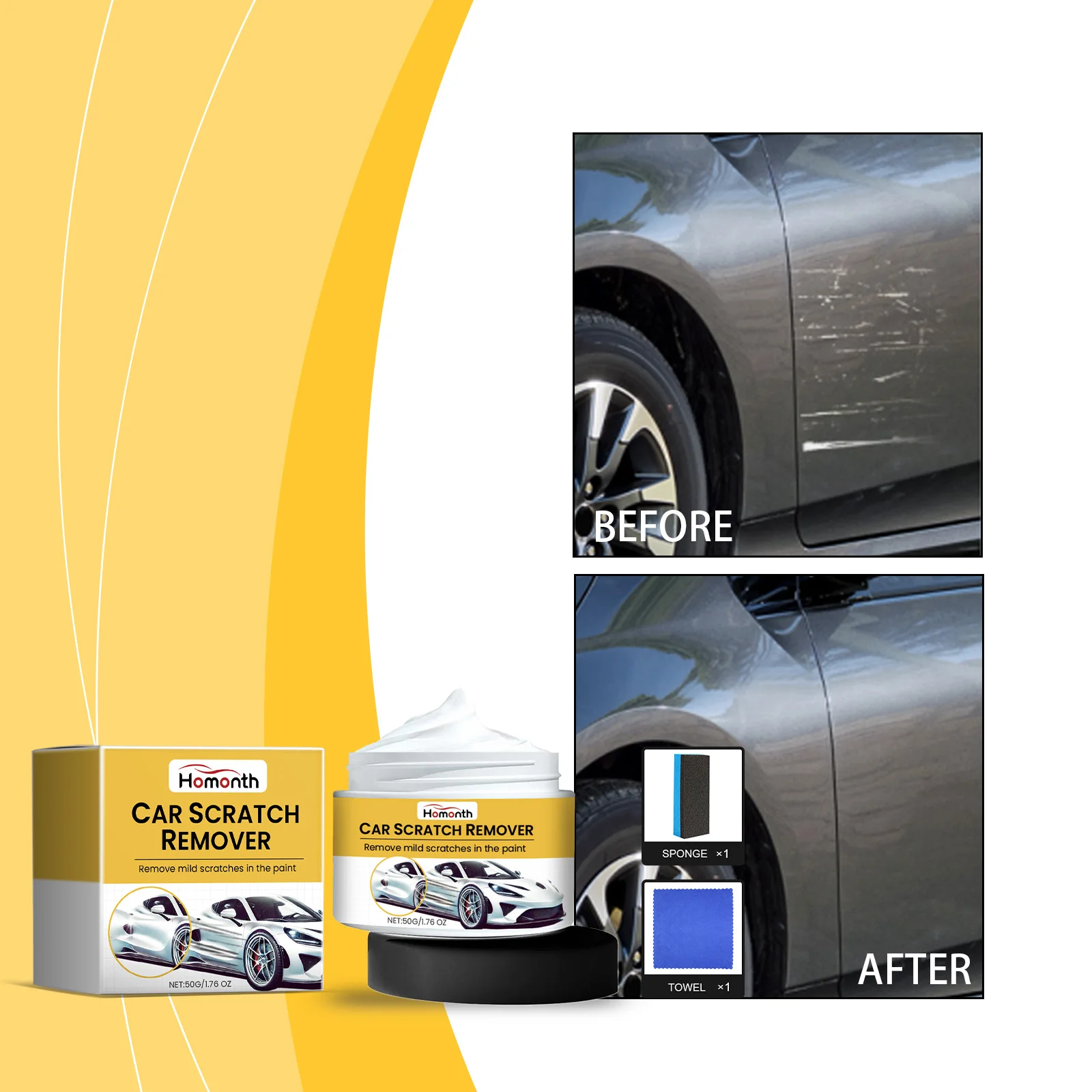 Car Scratch Repair Paste, Car Scratch Remover, Removal Wax Cleaning Kit, Paint Repair Paste