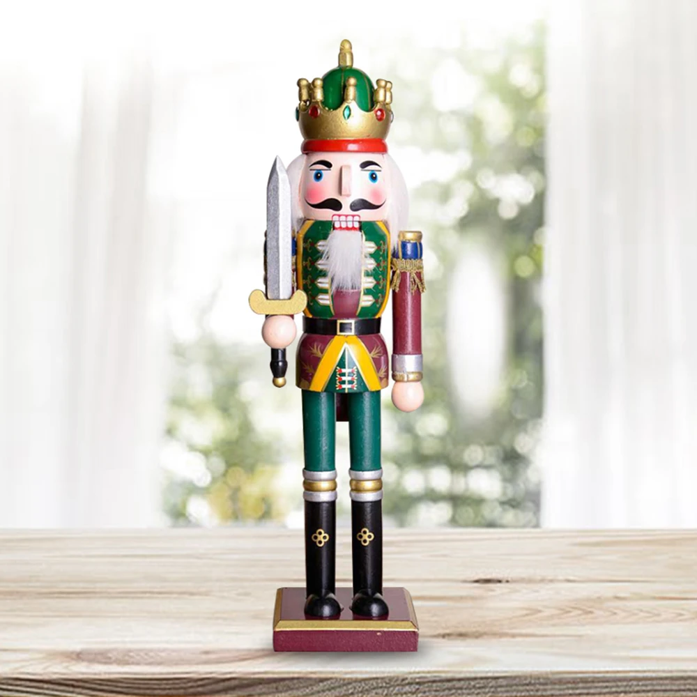 2Pcs/3Pcs 30CM Wooden Nutcracker Puppet Figurine Hand Painted Nutcracker Soldier Model Doll Christmas Ornaments Home Decoration