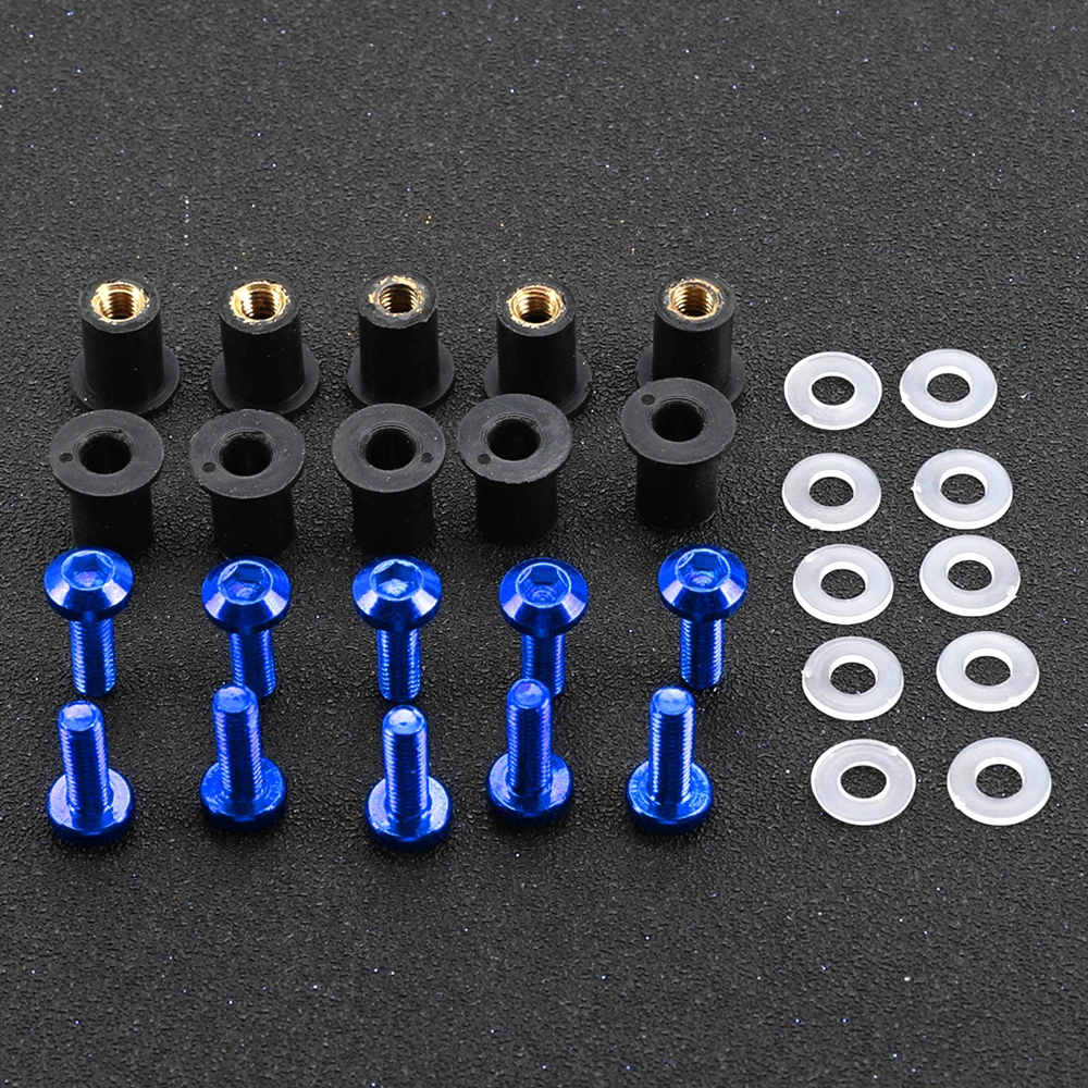 10PCS 5mm Windscreen Windshield Bolt Screw Kit For Yamaha YZF R1 R6 R3 R25 XJ6 FJR1300 XT600 TDM 850 900 Tmax Nmax Xmax 125 155