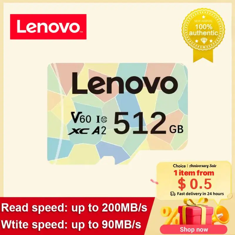 Scheda Di Memoria Lenovo Sd 2 Tb Micro Tf/Sd Card 1Tb Classe 10 Scheda Tf Flash A2 U3 Ad Alta Velocità V60 Scheda Flash Usb Da 2 Tb Per Fotocamera 4K