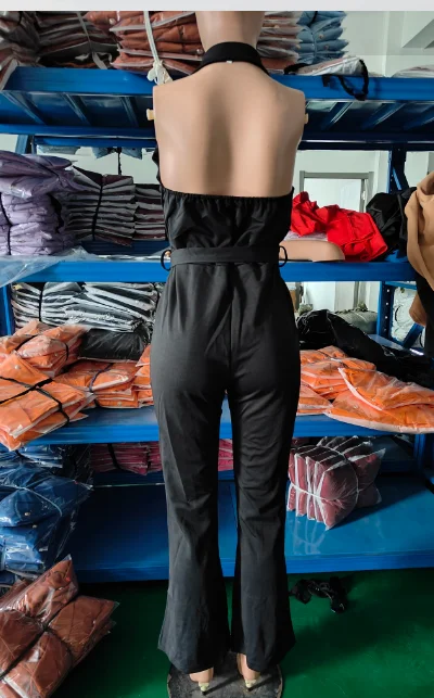 Jumpsuit Women Sexys 2023 Turn Down Collar Sleeveless Skinny Flared Jumpsuits One Piece Outfit Fashion Clothes Overall Rompers - Image 3