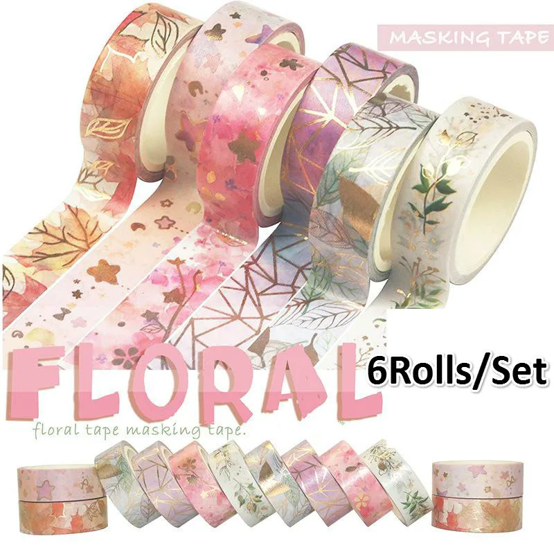 

6 Rolls/set of Paper Tape Floral Decoration Scrapbook Gift Set Sticker Photo Album School Student Stationery Supplies
