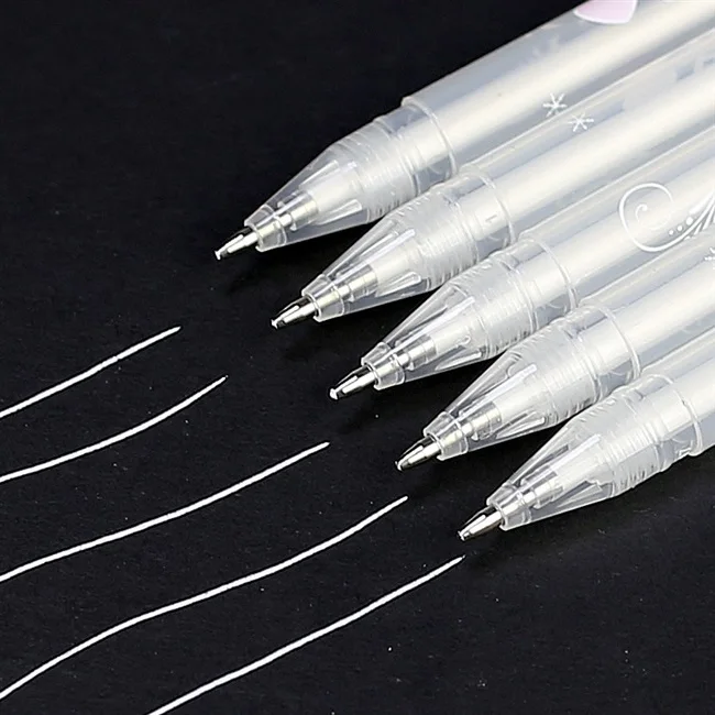 창의적인 흰색 잉크 젤 펜, 하이라이트 마커 펜, 학생 문구류, 그림 미술 쓰기, 학용품, 파인 팁, 33PCs, 0.8mm