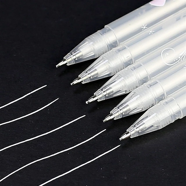 0.8mm Silver White Highlight Gel Pen Hook Line Fine Tip Sketching Pens for  Artists Comic Drawing Design Illustration Black Paper - AliExpress