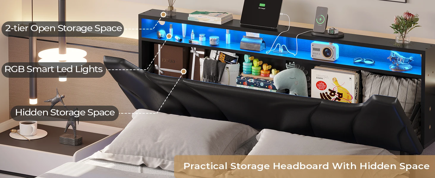 bed frame with hidden storage
