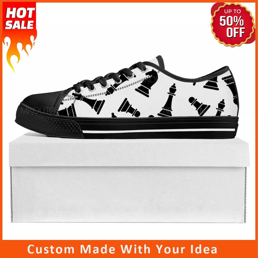 

Кроссовки мужские/женские по индивидуальному заказу, низкие кеды, холщовые, для подростков, повседневная обувь для пар, шахматы, Международный поп