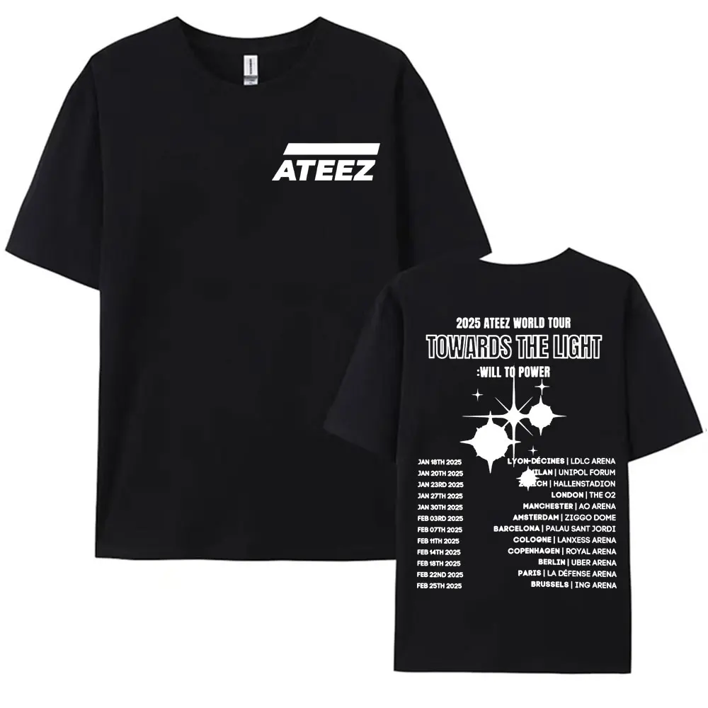 2025 Ateez World Tour Towards The Light: Will To Power T Shirt Men Women Korean Fashion High Quality Casual 100% Cotton T-shirts 3