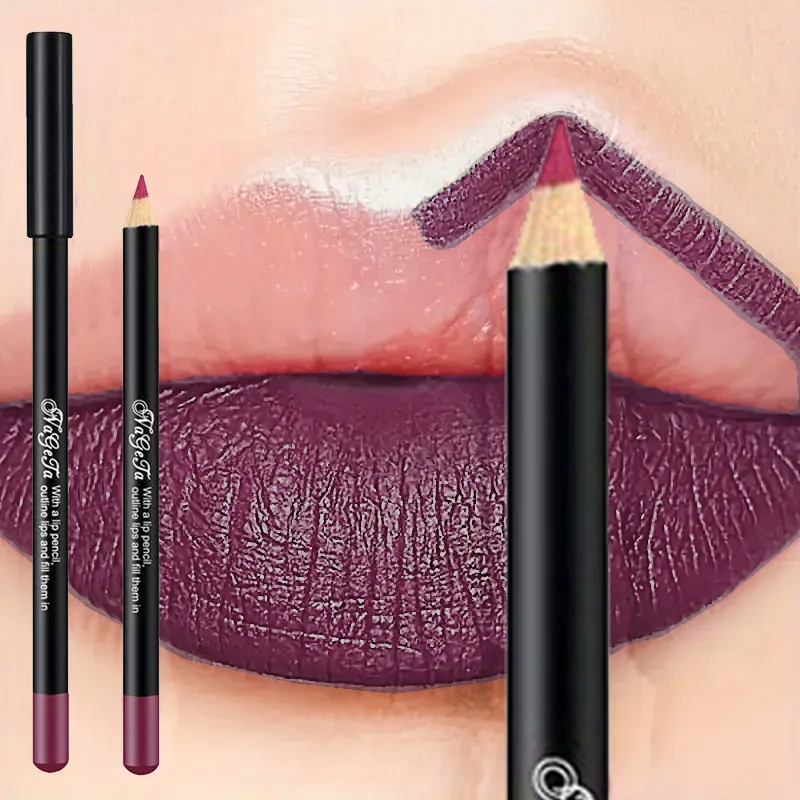 12-Color Lip Liner Pencil Velvety Texture 24-Hour Long-Wear Waterproof & Smudge-Resistant Can Use For Lip & Eyes