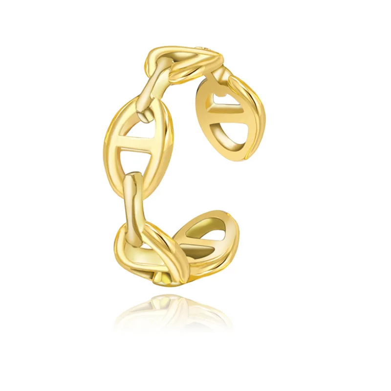 Simple Titanium Steel Ring Not Fade Ins Flower Niche Trend Irregular Opening Adjust Ring Women 6