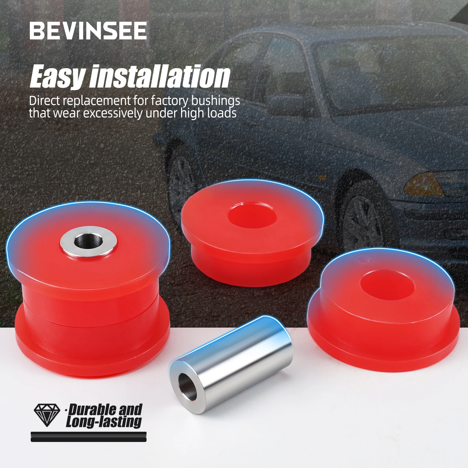 Control Arm Bushings Kit BEVINSEE Rear Trailing Arm Polyurethane Bushings For BMW E36 E46 318 320 323 328 325 M3 Z4 E85 X3 E83 33326770786 33321097009