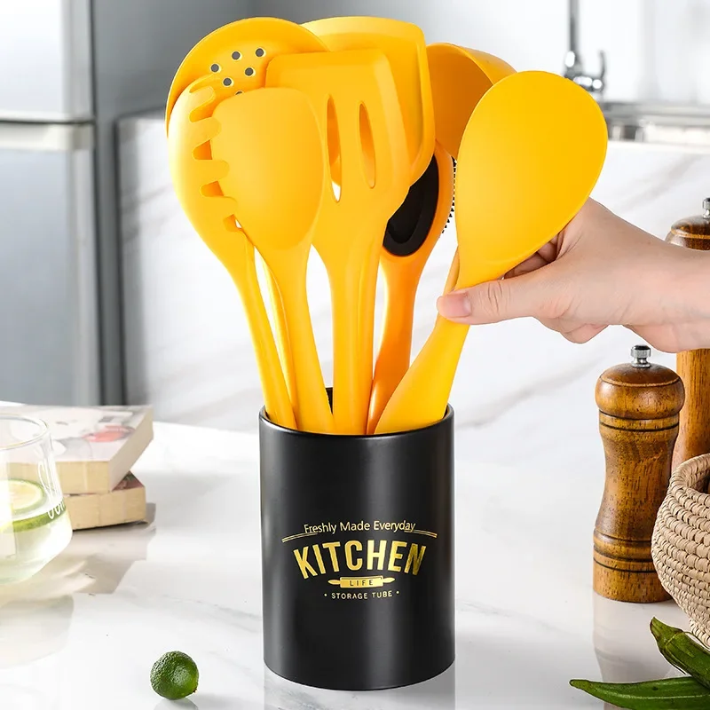 Non-stick Silicone Kitchenware Cooking Utensils Set 9Pcs Heat-resisting Cookware Spatula Shovel Spoon Kitchen Tool Set