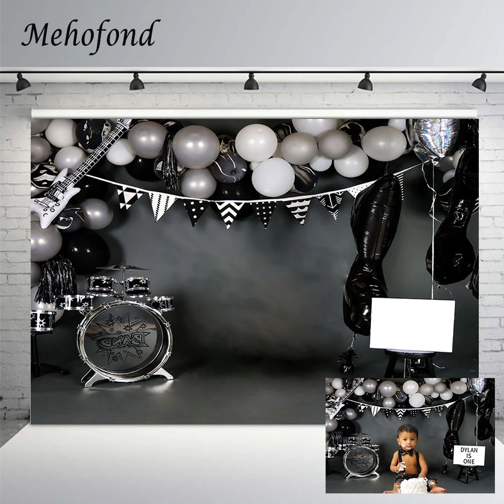 Band Boy 1st Birthday Photography Background Drums Guitar Rap Black Silver  Balloon Decor Banner Cake Smash Backdrop Photo Studio| | - AliExpress