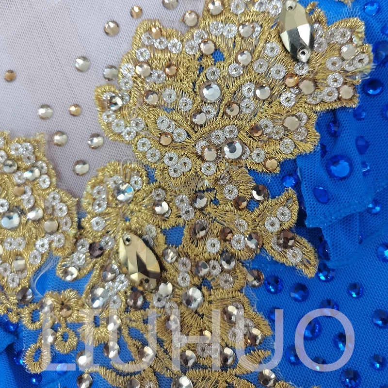 thumbnail image 2 of Handmade Skating Costume LIUHUO Figure Skating Dress For Girls - Handmade Competition Wear With Crystal Details Elastic Skating Performance Wear 2 of 9