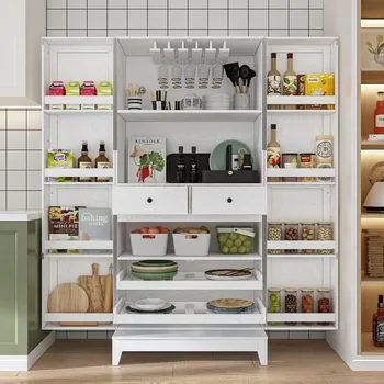 Large Kitchen Pantry Storage Cabinet, Double Door Kitchen Storage Cupboard, Freestanding Utility Storage Cabinet with Drawers 1