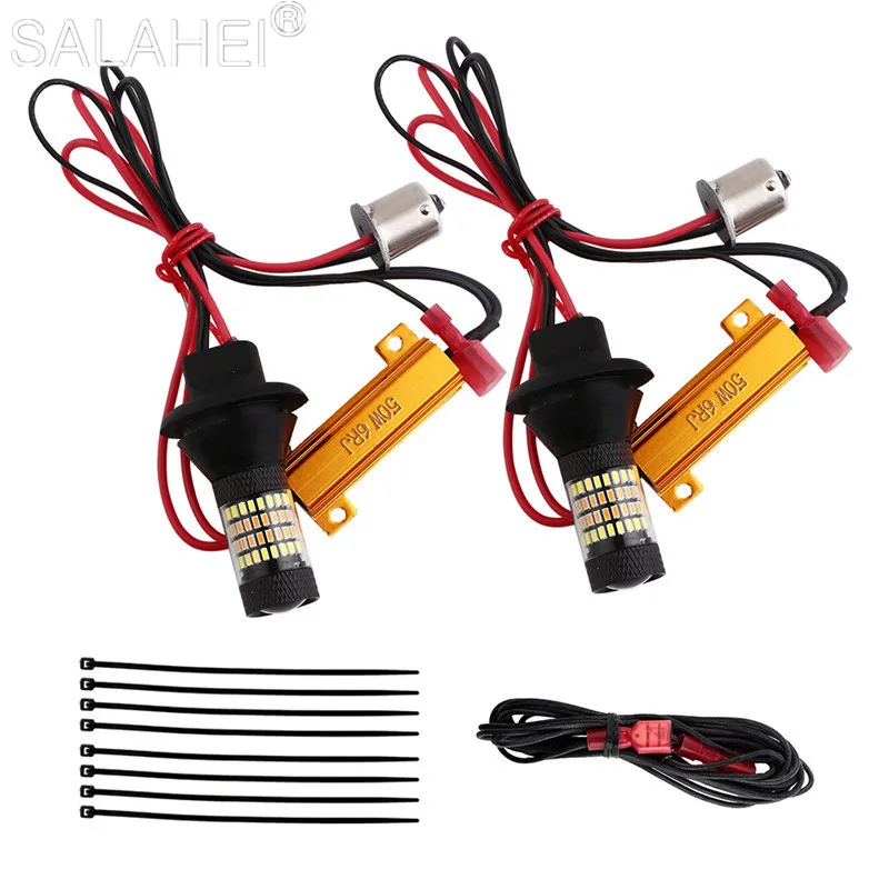 

2Pcs Car Light Signal Lamp Bulb BA15S BAU15S 1156 P21W PY21W T20 W21W WY21W 7440 LED Light Turn Signal Daytime Running Light DRL