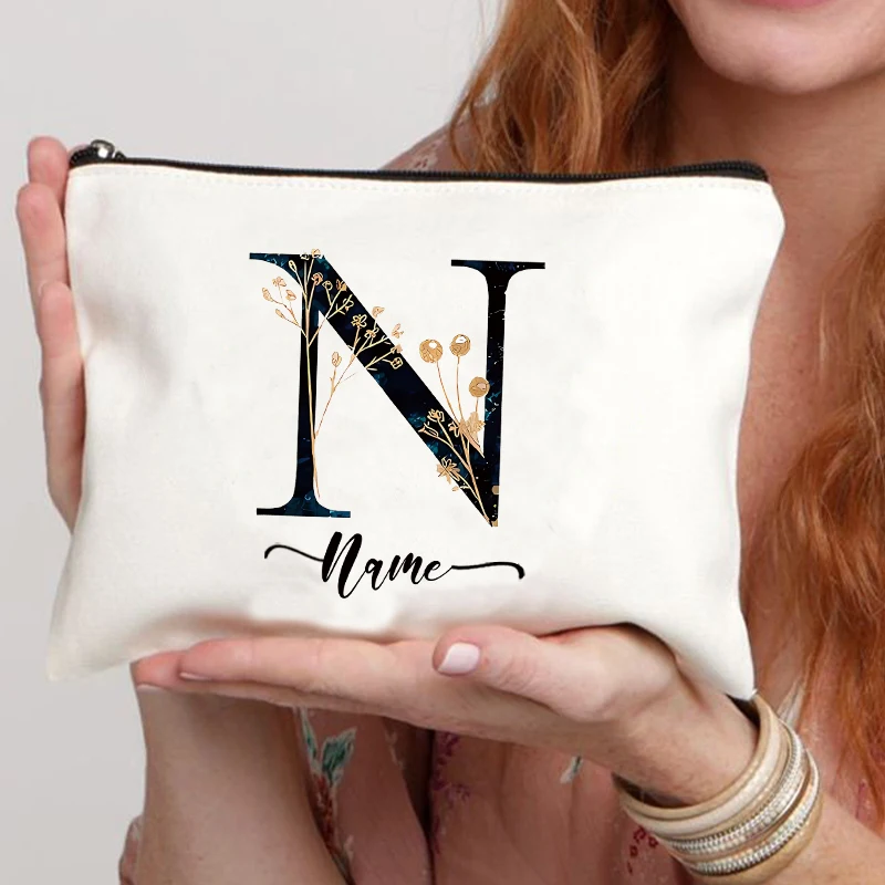 Custom Name Minimalist Makeup Bag - Personalized Gift