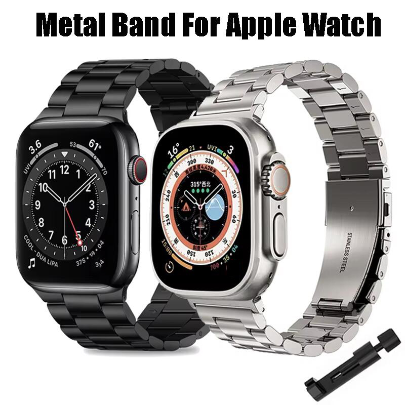 Stainless Steel Strap For Apple Watch Band 45mm Ultra 49mm 41mm 40mm 44mm 46mm Strap Metal Bracelet For Iwatch Series 10 9 42mm