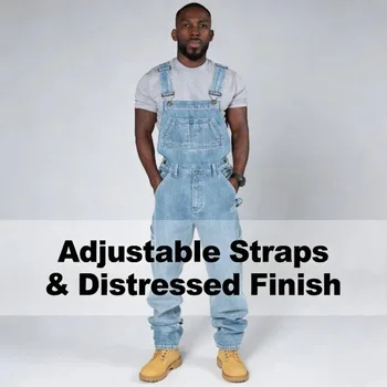 Trendy 2026 Men Denim Overalls with Suspenders Fashion Jumpsuit Outfit 1