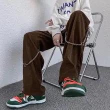 

High street trousers men vintage straight pants autumn winter new American hip-hop style corduroy straight wide-leg pants trend