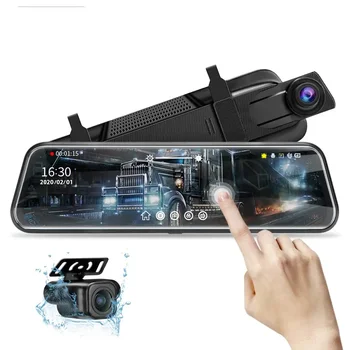Telecamera a specchio da 10 pollici per videoregistratore touch screen per auto Specchietto retrovisore Dash Cam Telecamera anteriore e posteriore Specchio DVR Scatola nera