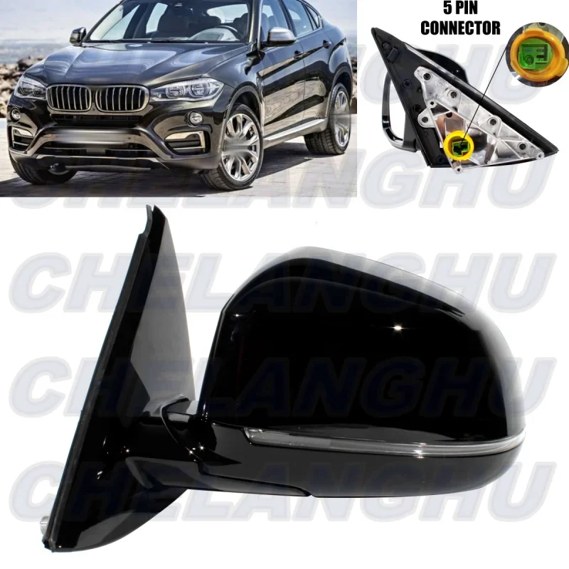 Cache De Rétroviseur Noir Brillant Pour BMW Série 5 F10 (2011-2013) - Paire Gauche/droite