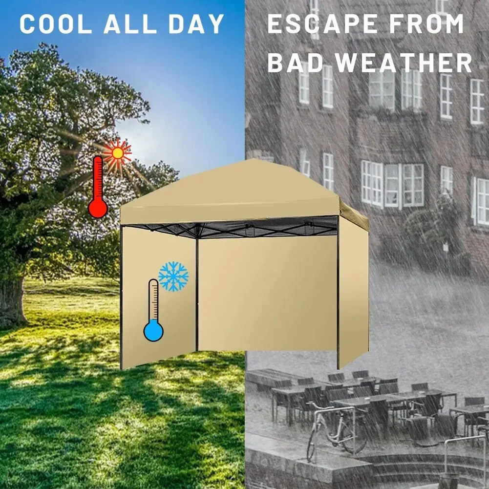 10x10ft Canopy Sunwall Sidewall – Waterproof Gazebo Panel (Khaki) 3