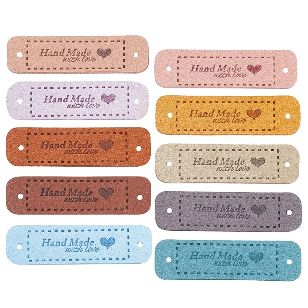 50 Etichette In PU Fai Da Te: Pelle Sintetica 5x2 Cm, 10 Colori, Con Fori, Per Abbigliamento, Gioielli E Borse - 5
