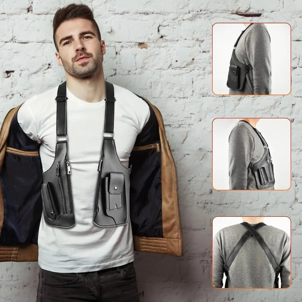 Men's Anti-Theft Underarm Leather Bag with Hidden Adjustable Strap