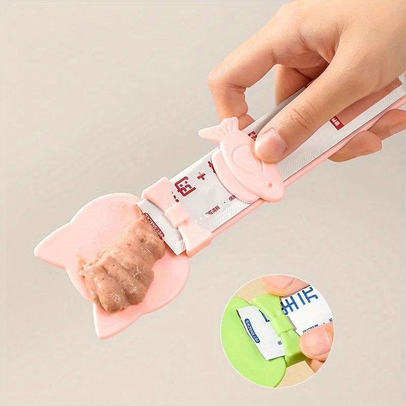 Easy-Squeeze Cat Treat Dispenser - Long Handle Lickable Wet Food Feeder for Cats, Durable Plastic Pet Snack Spoon, Feeding Tool