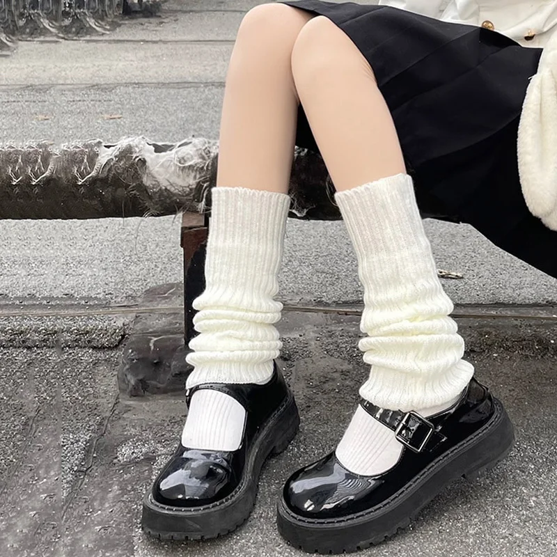 40cm Lolita Leg Warmers Knee High Long Socks Ball Knitted Foot Cover Warmer for Winter Women Hosiery | Женская одежда