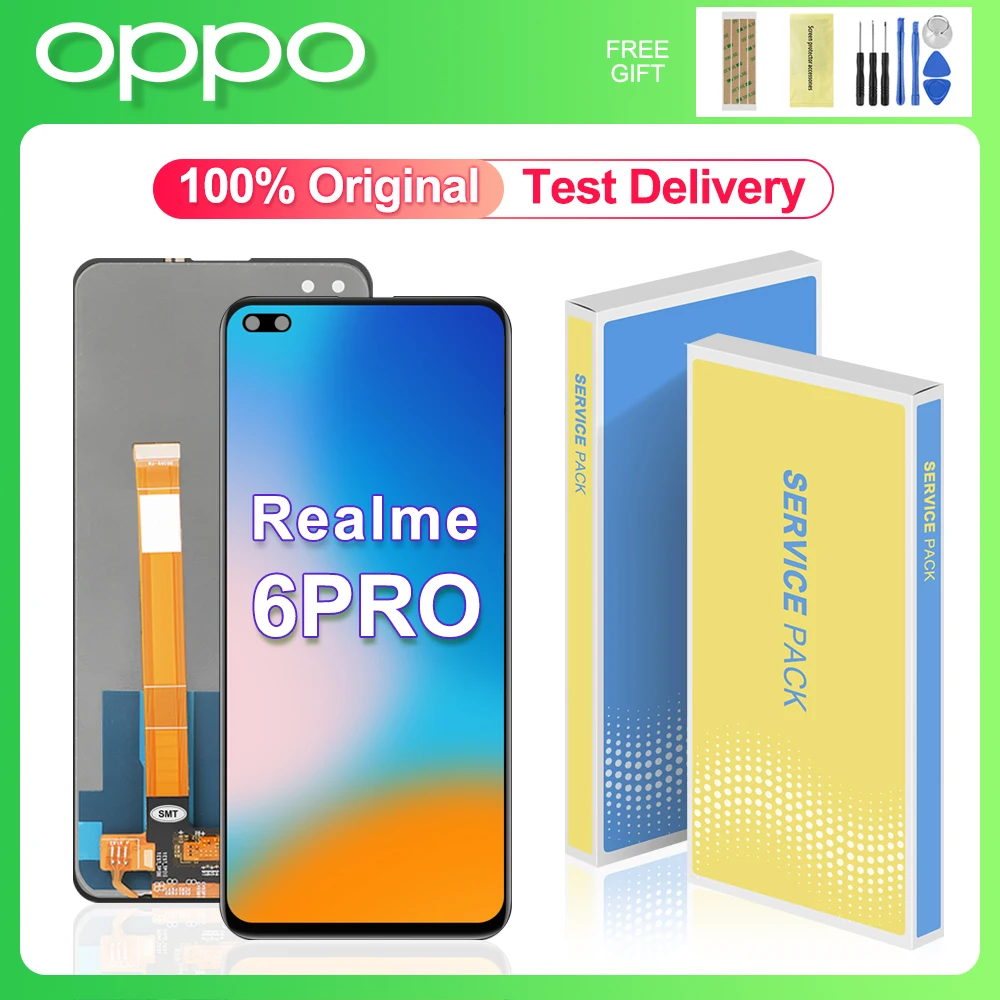 

Realme 6 Pro 6.6”For OPPO Realme 6 Pro LCD Display Touch Screen Digitize Assembly Replacement Parts For OPPO RMX2061 RMX2063 LCD