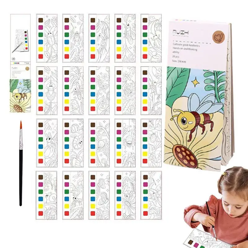 

Pocket Watercolor Painting Book For Kids Attractive Watercolor Paint Bookmark Water Painting Book Coloring Note With 20