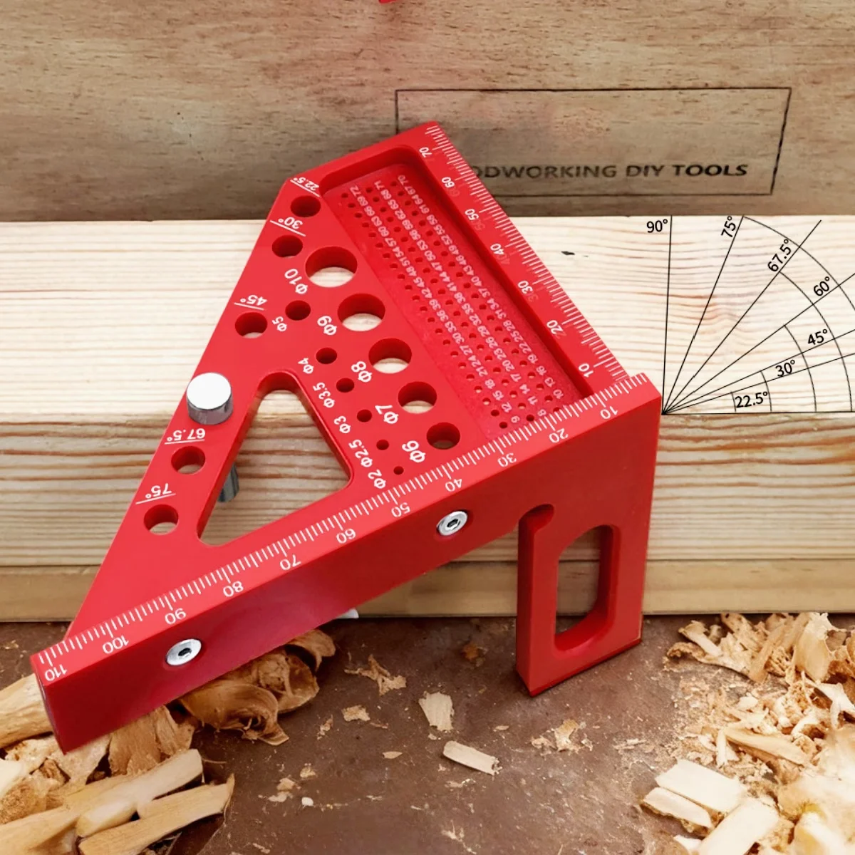 3D Multi-Angle Measuring Ruler, 45/90 Degree Woodworking Square Protractor,Triangle Ruler Layout Measuring Tool